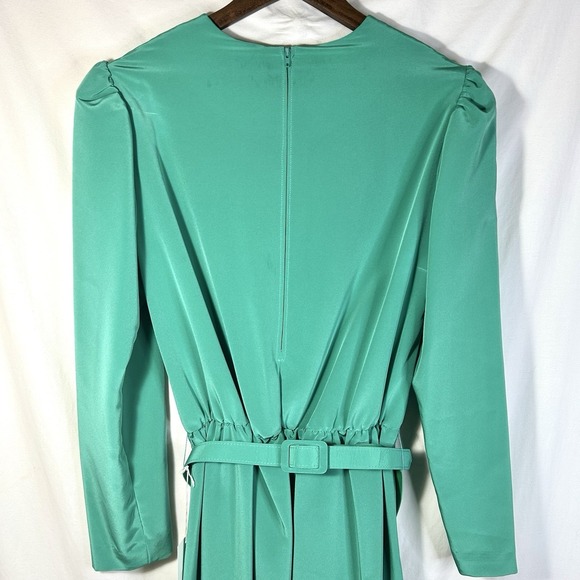 NWT Vintage 80s Henry Lee Emerald Green Draped Midi Dress Size 12 Made In USA - Picture 6 of 14
